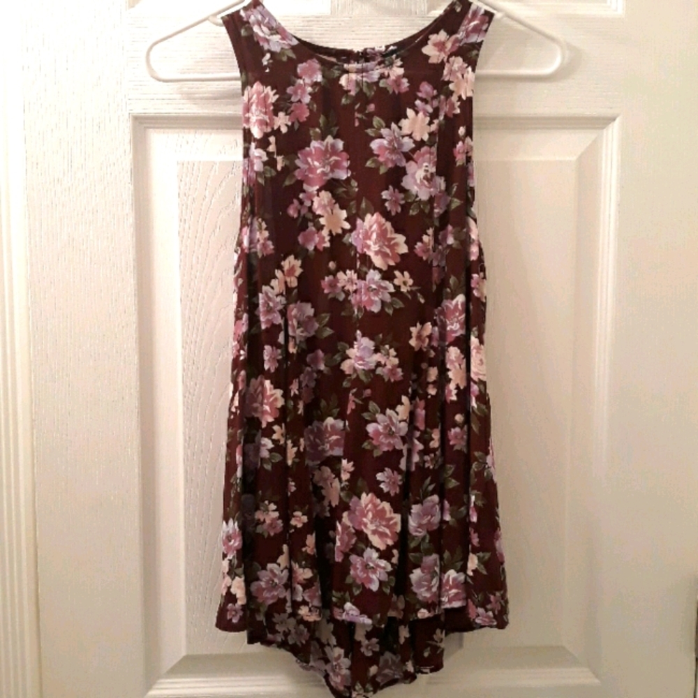 American Eagle Maroon&Purple Floral Top S